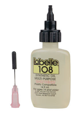 Labelle 108 HO N & Z Scale Light Weight Plastic Compatible Motor Oil - 1/2 oz., 14.9 mL