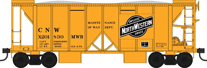 Bowser RTR HO 43659 70 Ton Ballast Car with Side Chutes Chicago & North Western Orange CNW #X201852