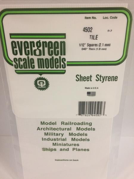 Evergreen Scale Models 4502 - 1/12" X 1/12" Opaque White Polystyrene Square Tile - 1 Piece