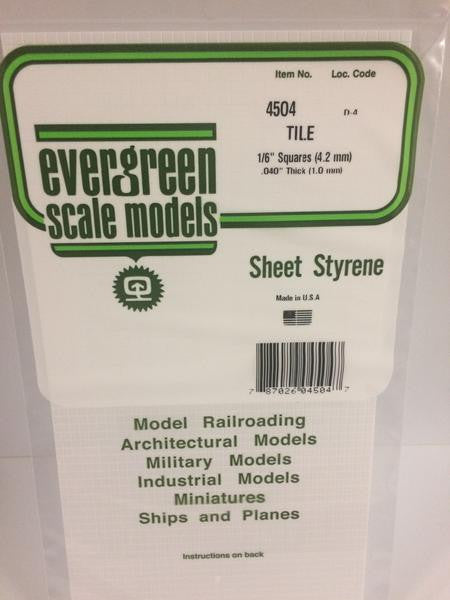 Evergreen Scale Models 4504 - 1/6" X 1/6" Opaque White Polystyrene Square Tile - 1 Piece