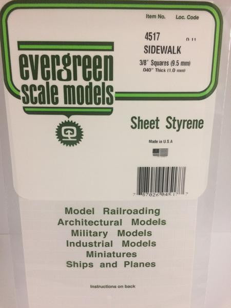 Evergreen Scale Models 4517 - 3/8" X 3/8" Opaque White Polystyrene Sidewalk - 1 Piece