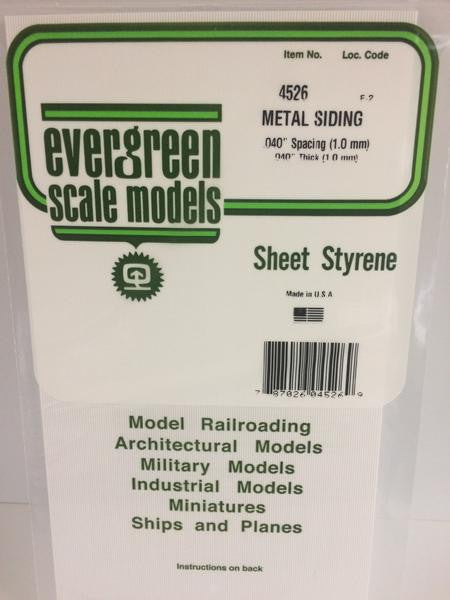 Evergreen Scale Models 4526 - .040" Thick .040" Spacing Opaque White Polystyrene Corrugated Siding - 1 Piece