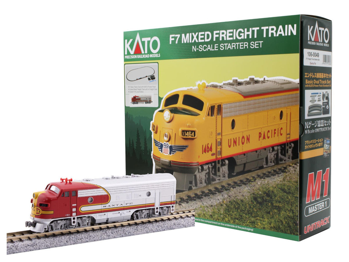 Kato N 106-0049 DCC Ready Freight Train Starter Set with Santa Fe EMD F7