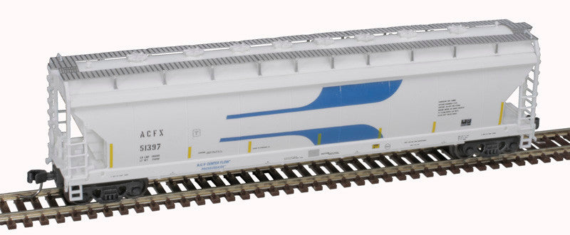 Atlas Master N 50006082 ACF Pressureaide Centerflow Covered Hopper w/yellow conspicuity stripes 'Venturi Scheme' ACFX #51397