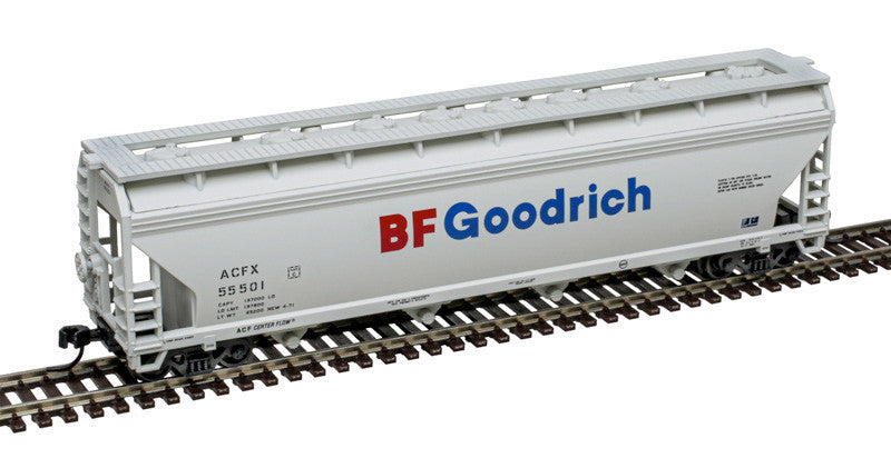 Atlas Trainman N 50007106 ACF 5250 4-Bay Centerflow Covered Hopper BF Goodrich ACFX #55501