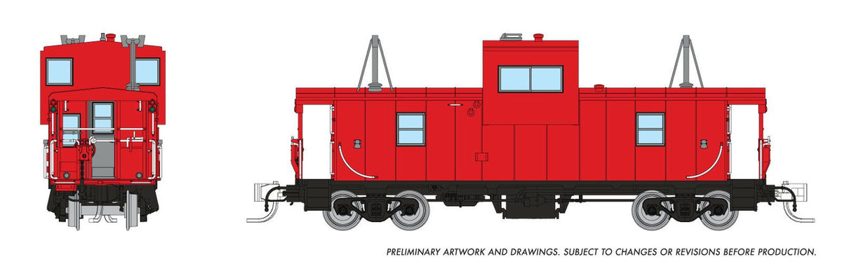 Rapido Trains Inc N 510099 Angus Shops Wide Vision Caboose with Lights Painted Unlettered - Red