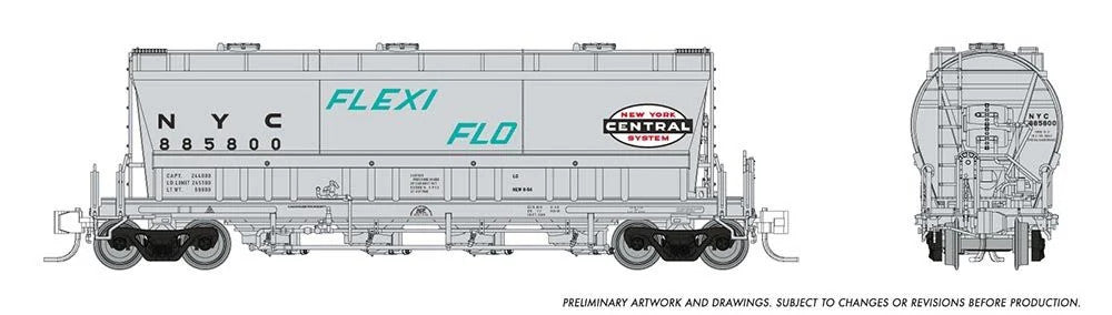 Rapido Trains Inc N 533002-885804 ACF PD3500 Flexi Flo Covered Hopper 'Early' New York Central 'As Delivered' NYC #885804
