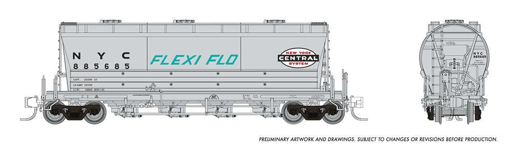 Rapido Trains Inc N 533003-885685 ACF PD3500 Flexi Flo Covered Hopper 'Late' New York Central 'As Delivered' NYC #885685