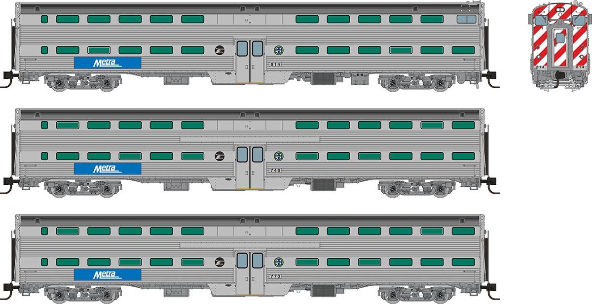 Rapido Trains Inc N 545007 Budd Gallery Commuter Cab Car & Two Coaches Metra BNSF Set #2