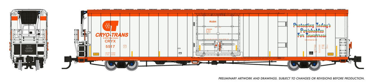 Rapido Trains Inc N 567001-2 Greenbrier 72’ IL 7780 Reefer Cryo-Trans CRYX #5520 'Montezuma'