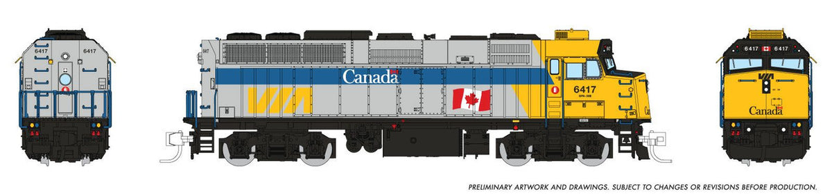Rapido Trains Inc N 580514 DCC/ESU LokSound V5 Equipped F40PH-2D Locomotive VIA Rail 'Canada Scheme' VIA #6417