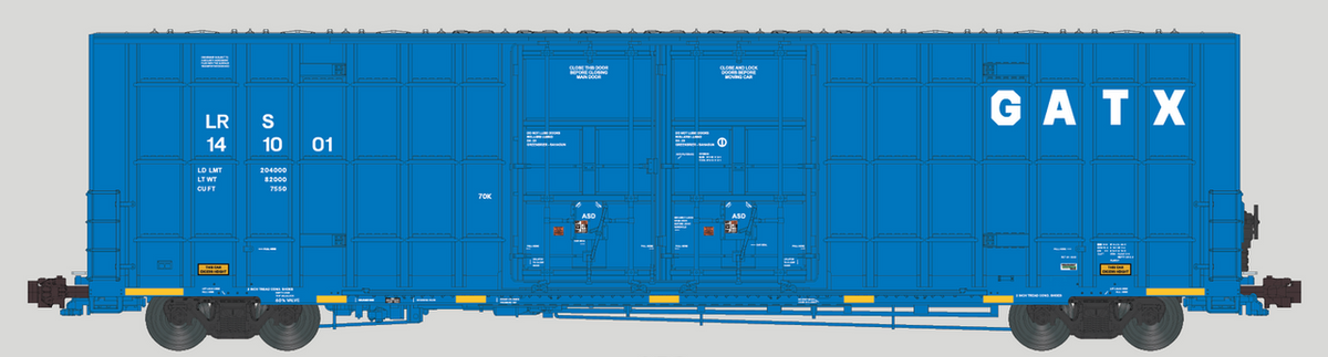 Aurora Miniatures N 602043 Greenbrier 7550 cf 60' Plate F Boxcar GATX LRS #141001