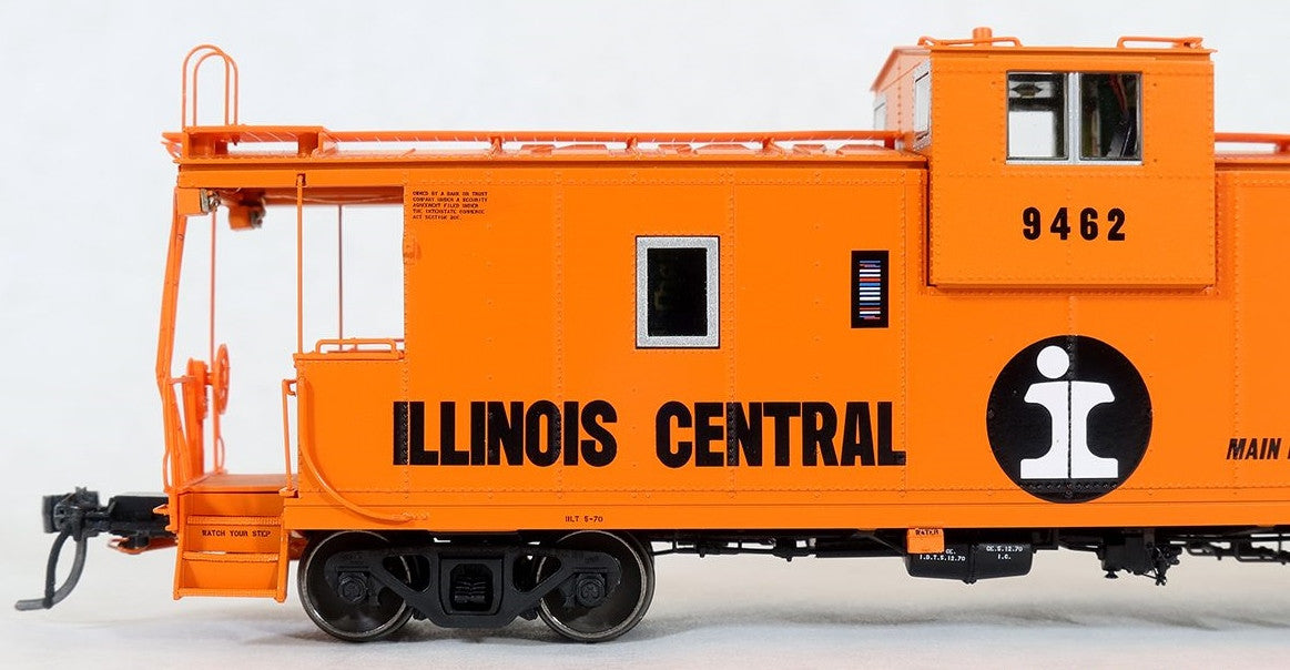 Tangent Scale Models HO 60210-06 IC Centralia Shops Steel Wide-Vision Caboose Illinois Central 'Original Orange Split Rail 1970' IC #9473