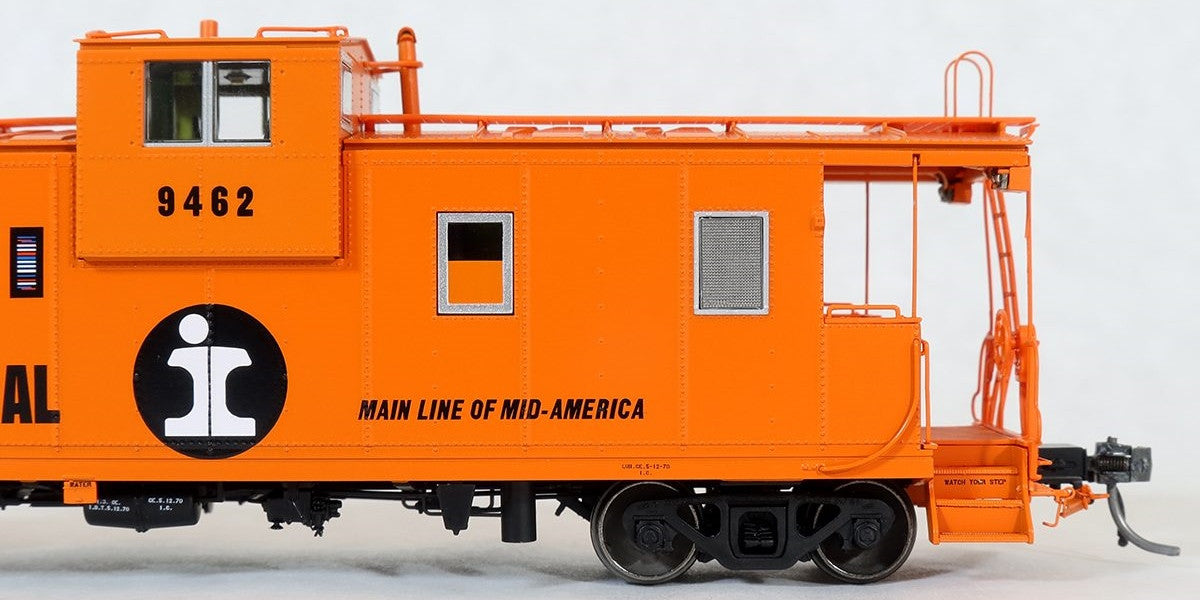 Tangent Scale Models HO 60210-06 IC Centralia Shops Steel Wide-Vision Caboose Illinois Central 'Original Orange Split Rail 1970' IC #9473