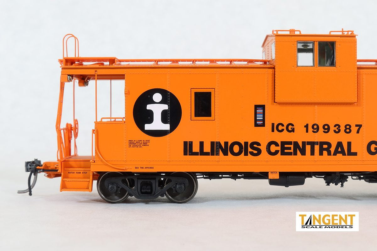 Tangent Scale Models HO 60211-01 IC Centralia Shops Steel Wide-Vision Caboose Illinois Central Gulf 'Orange I-Ball Repaint 1974+' ICG #199387