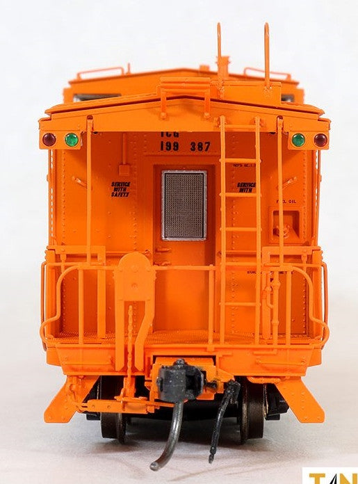 Tangent Scale Models HO 60211-03 IC Centralia Shops Steel Wide-Vision Caboose Illinois Central Gulf 'Orange I-Ball Repaint 1974+' ICG #199414