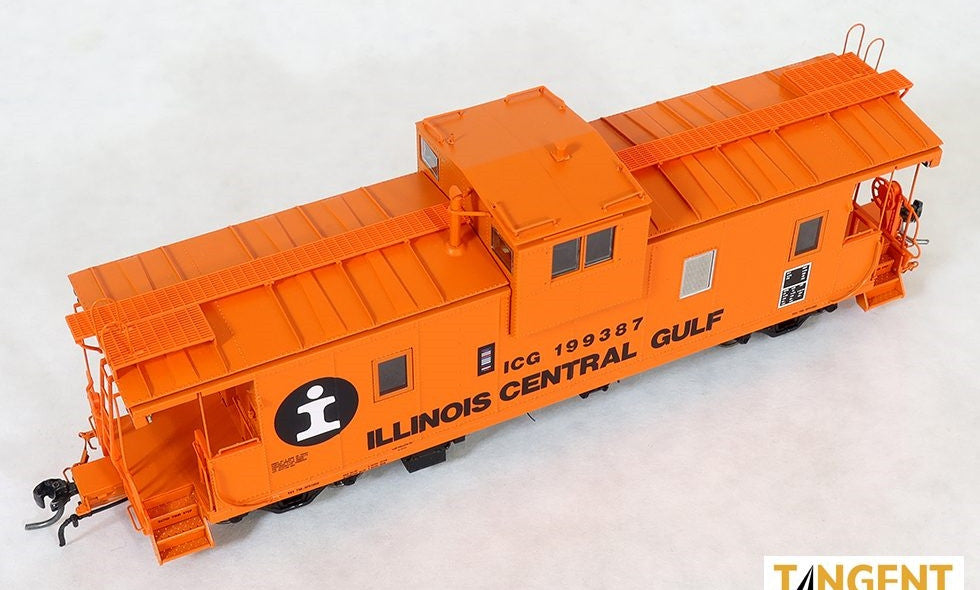 Tangent Scale Models HO 60211-02 IC Centralia Shops Steel Wide-Vision Caboose Illinois Central Gulf 'Orange I-Ball Repaint 1974+' ICG #199407