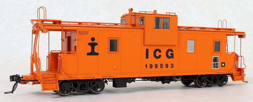 Tangent Scale Models HO 60212-04 IC Centralia Shops Steel Wide-Vision Caboose Illinois Central Gulf 'Simplified Orange Repaint w/ Logo 1978+' ICG #199593