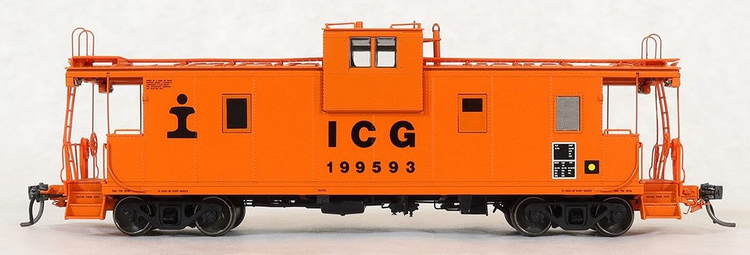 Tangent Scale Models HO 60212-02 IC Centralia Shops Steel Wide-Vision Caboose Illinois Central Gulf 'Simplified Orange Repaint w/ Logo 1978+' ICG #199480
