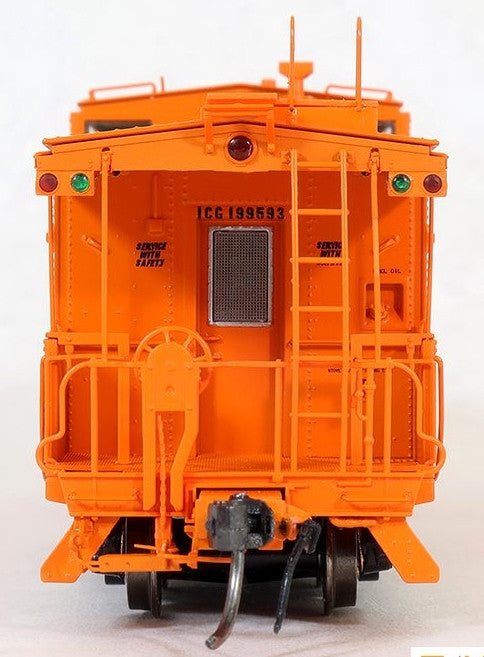 Tangent Scale Models HO 60212-02 IC Centralia Shops Steel Wide-Vision Caboose Illinois Central Gulf 'Simplified Orange Repaint w/ Logo 1978+' ICG #199480