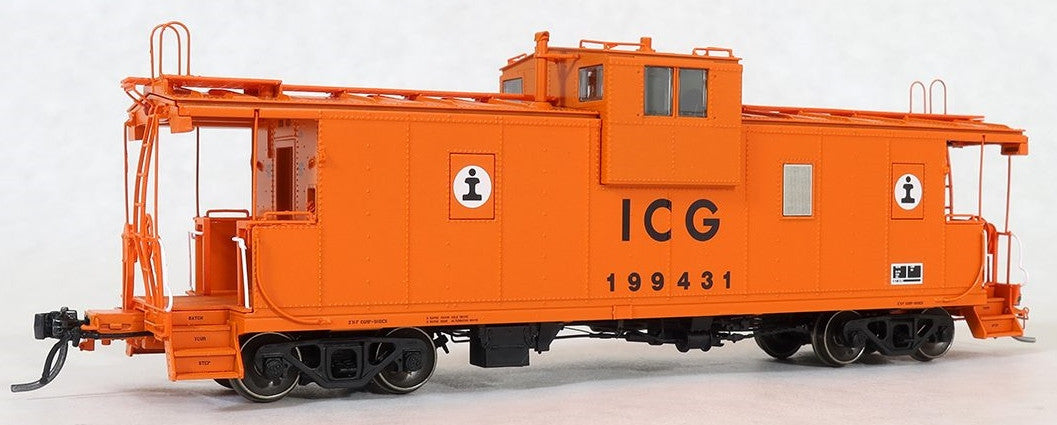 Tangent Scale Models HO 60213-01 IC Centralia Shops Steel Wide-Vision Caboose Illinois Central Gulf 'Simplified Orange Repaint 1987+' ICG #199431