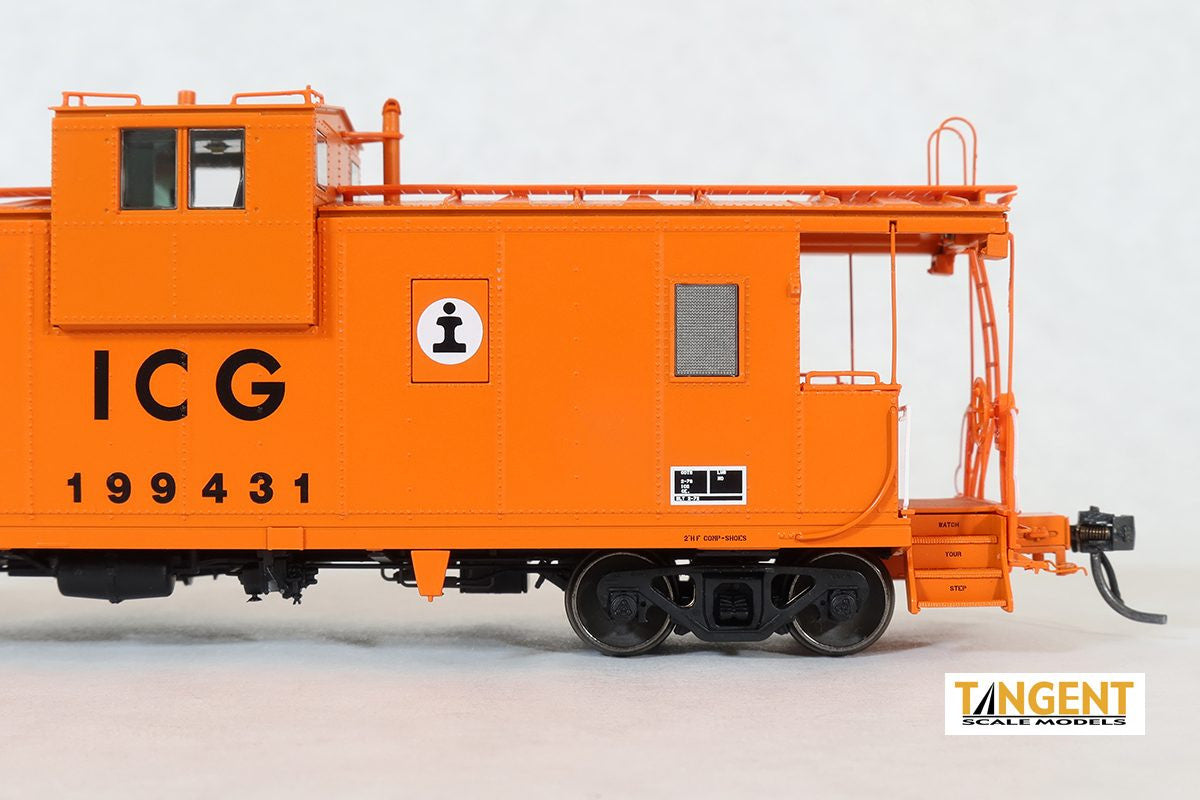 Tangent Scale Models HO 60213-01 IC Centralia Shops Steel Wide-Vision Caboose Illinois Central Gulf 'Simplified Orange Repaint 1987+' ICG #199431