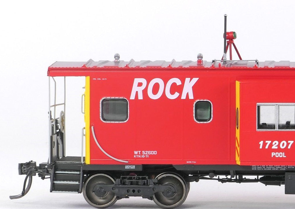 Tangent Scale Models HO 60411-01 ICC Rock Island Bay Window Caboose Rock Island 'Delivery 1971' w/ Red-Green Lights & Rockwell Trucks RI #17202