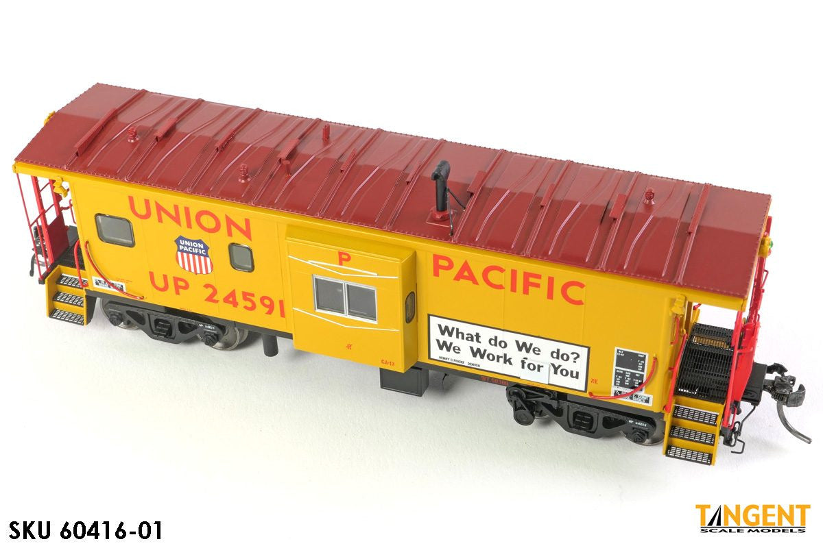 Tangent Scale Models HO 60416-01 ICC Bay Window Caboose Union Pacific 1981+ 'We Work for You' w/ Red-Green Lights UP #24591