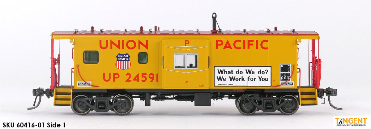 Tangent Scale Models HO 60416-02 ICC Bay Window Caboose Union Pacific 1981+ 'We Work for You' w/ Red-Green Lights UP #24599