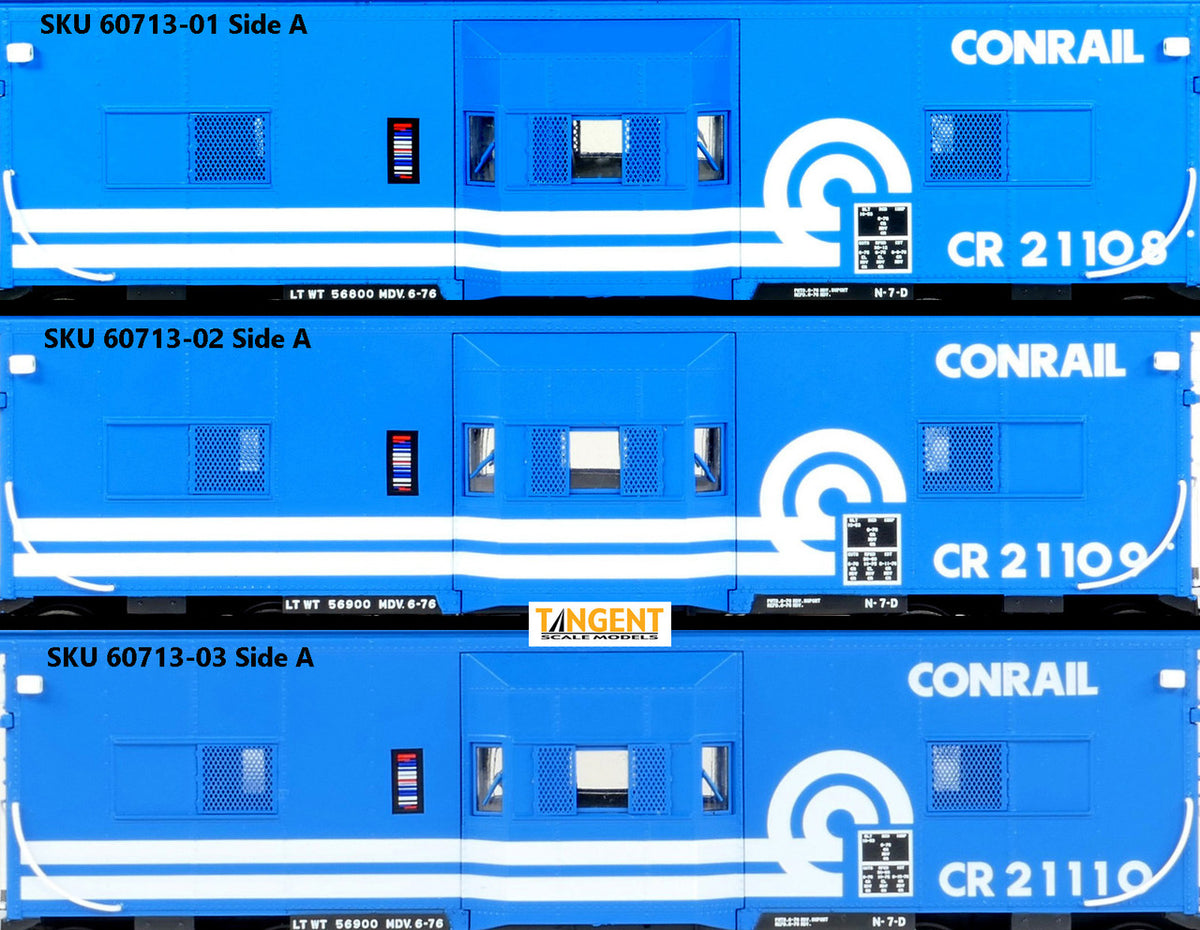 Tangent Scale Models HO 60713-01 Erie ICC Bay Window Caboose Conrail N7D 'Blue Repaint 6-1976' CR #21108