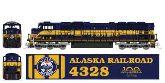 Kato N 176-6412 DCC Ready EMD SD70MAC Locomotive w/Nose Headlight Alaska Railroad ARR #4328 '100 Years Anniversary'