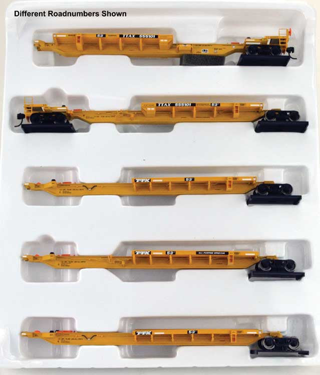 Bowser Executive Line HO 42826 Trinity 53' 'RAF 53C' Spine Cars 5-Unit Set TTAX #555030