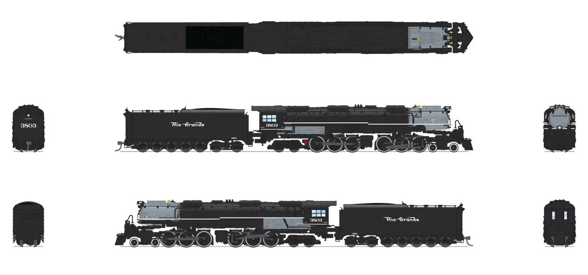 Broadway Limited Imports N 8658 D&RGW Challenger 4-6-6-4 Stealth Series DCC-Ready #3805 Coal Tender Black & Graphite