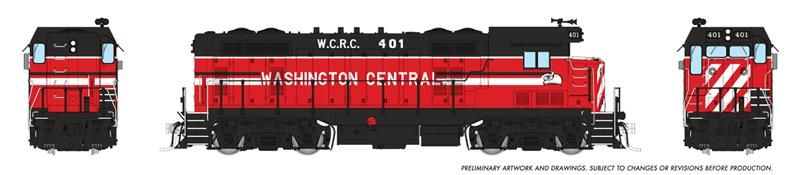 Rapido Trains Inc HO 70131 DCC Ready Santa Fe CF7 Locomotive w/Square Cab Washington Central W.C.R.C #401