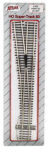 Atlas HO 505 Code 83 Nickel-Silver Rail Brown Ties Custom-Line Mark IV Turnout No. 6 - Left Hand - 1-Piece