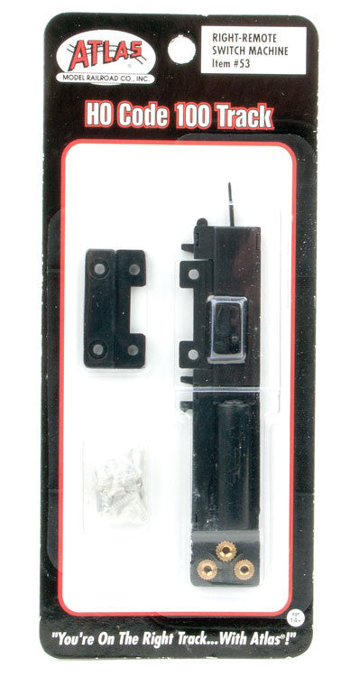 Atlas HO 53 Code 100 Black Ties Snap-Switch Turnout Remote Control Switch Machine Right Hand - 1-Piece