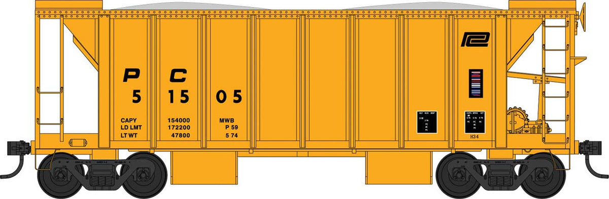 Bowser RTR HO 43680 70 Ton Ballast Car with Side Chutes Penn Central PC #51568