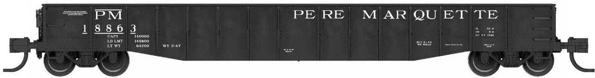 Bluford Shops N 52161 52'6" 15-Panel Mill Gondola Lightly Dented Pere Marquette PM #18932