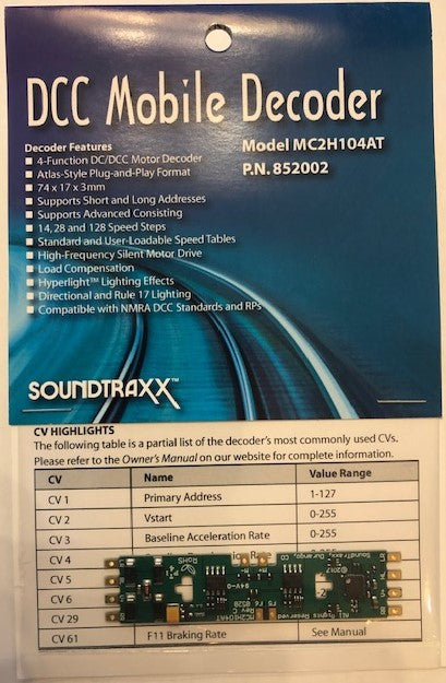 SoundTraxx 852002 MC2H104AT DCC Mobile Decoder