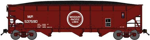 Bluford Shops N 74091 3-Bay Offset Side Hopper Missouri Pacific 'Large Centered Buzzsaw Logo' MP #537376