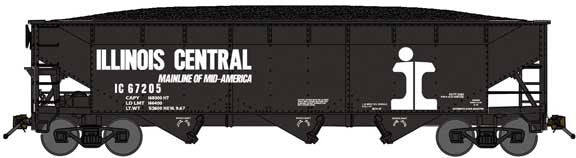 Bluford Shops N 74070 3-Bay Offset Side Hopper Illinois Central 'Split Rail Logo' IC #67205