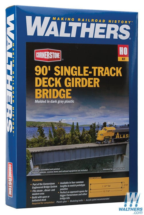 Walthers Cornerstone HO 933-4508 90' Single-Track Deck Girder Bridge - Kit