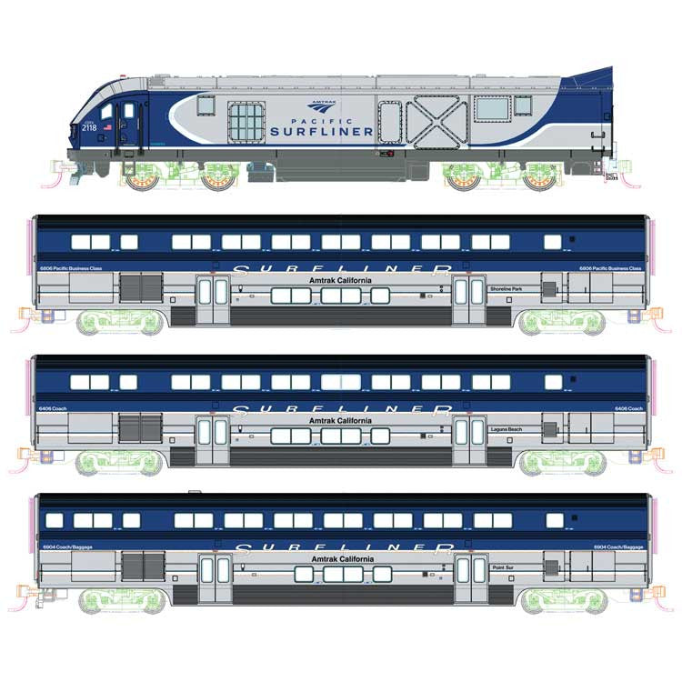 Kato N 106-9001 DCC Ready Pacific Surfliner Base Train 4-Piece Set