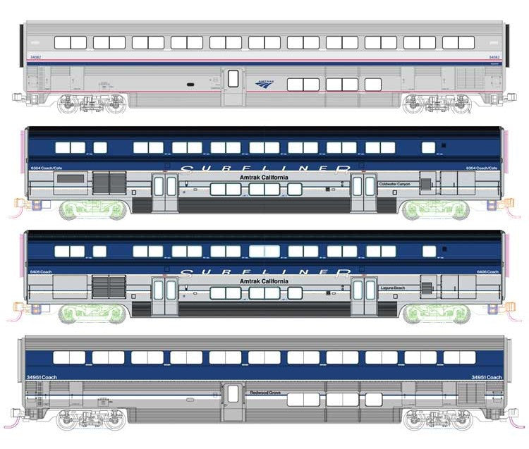 Kato N 106-9002 Pacific Surfliner Add-On 4-Piece Set