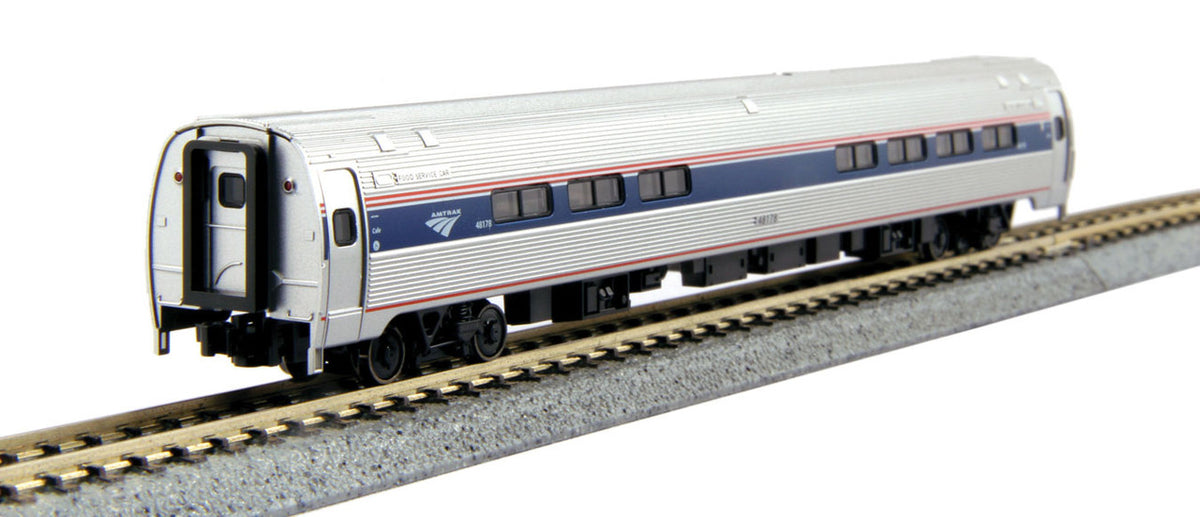 Kato N 106-8003 Budd Amfleet I Set B Cafe and Coach Amtrak Phase VI 'Travelscape Logo' - 2-Car Set