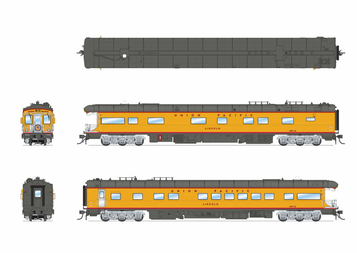 Broadway Limited Imports HO 9594 Union Pacific Business Car UP #101 'Lincoln' w/Yellow 'Building America' Drumhead