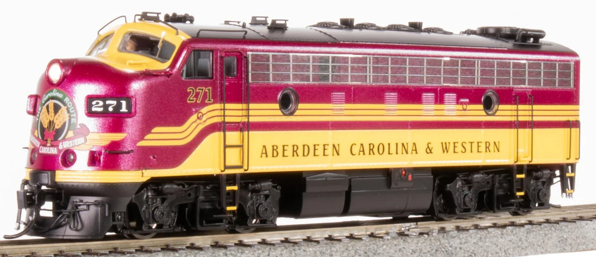 Broadway Limited Imports HO 9682 Stealth Series DCC-Ready EMD F9A Locomotive Aberdeen, Carolina & Western ACWR #271 'Magenta & Yellow'