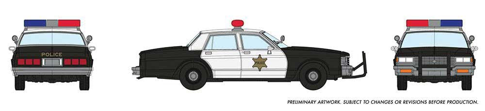 Rapido Trains Inc HO 800010 1980-1985 Chevrolet Impala Sedan - Police Black & White