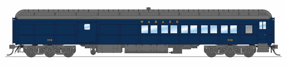 Broadway Limited Imports HO 9751 Wabash Baggage-Combine Car WAB #598 'Blue w/ Imitation Gold'