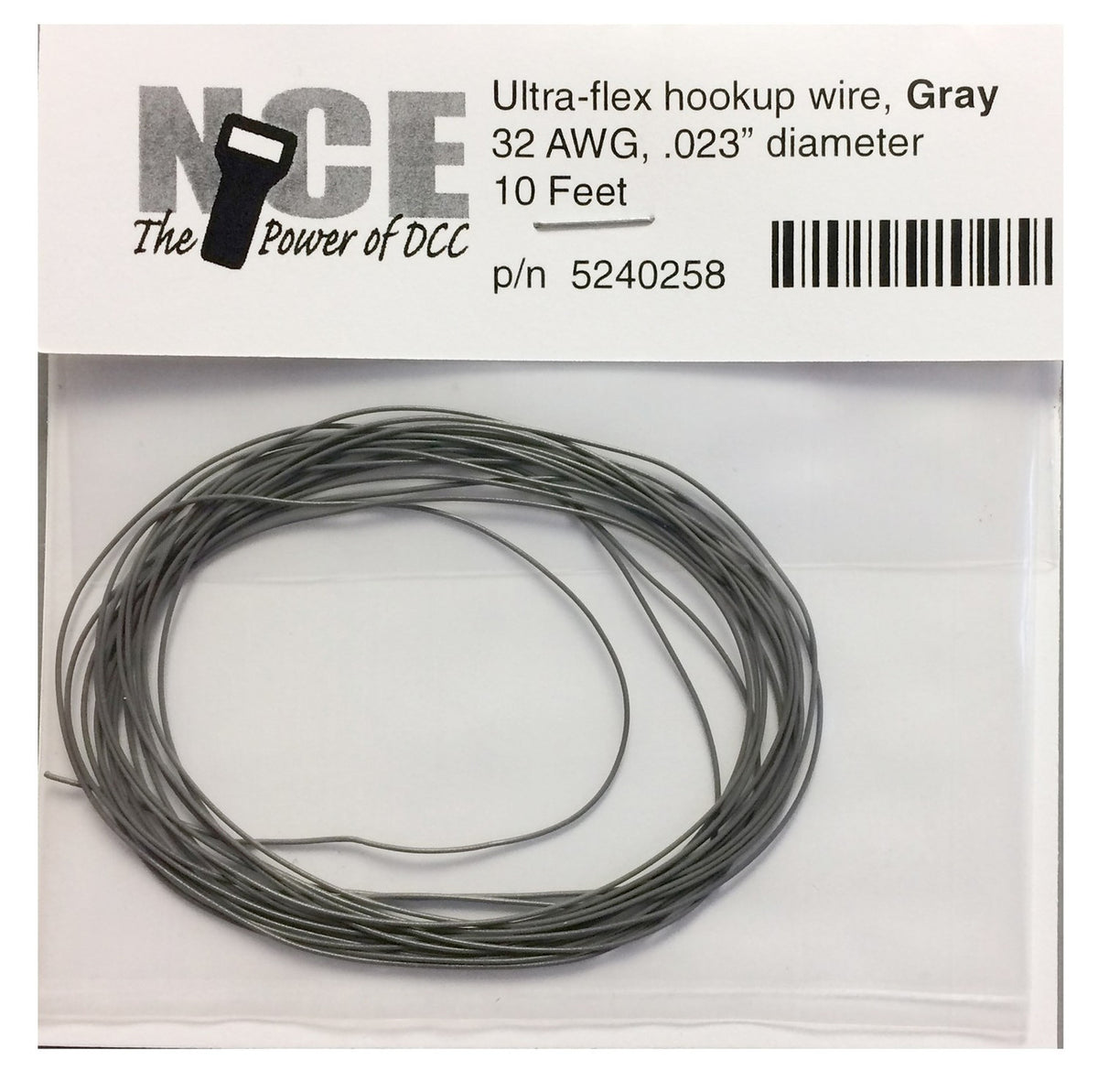 NCE DCC 5240258 10' of 32 Gauge Wire, Gray